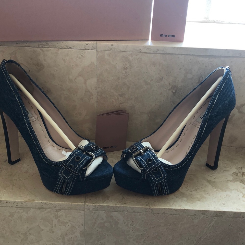 Denim is IN! Brand new Miu Miu Heels